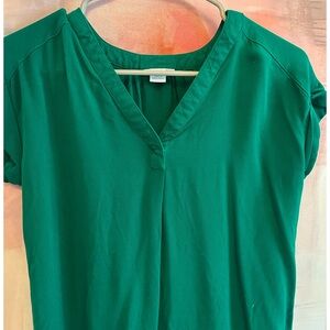 Green V-Neck Women's Top